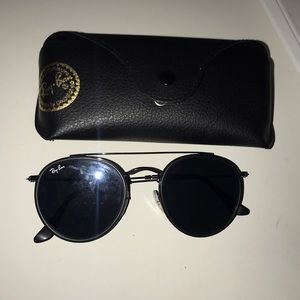 ray ban black round sunglasses